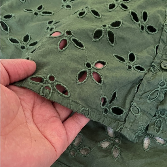 J. Crew Olive Eyelet Spring Garden Top Button Down Shirt - Picture 8 of 9